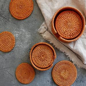 A Whole Set of 6 Round <b>Woven</b> Rattan <b>Placemats</b> From Vietnam Factory - Product Image 2