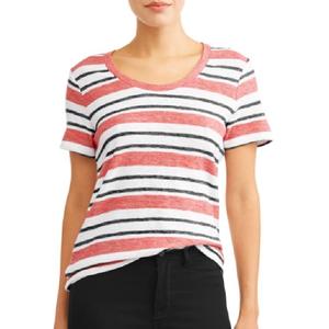 Camisetas de 100% algodón a rayas para mujer, camiseta de diseño de gran tamaño con cuello redondo de alta calidad, precio barato, venta al por mayor - Product Image 4
