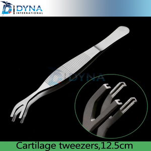 Cartilage tweezers double design stainless steel 12.5cm surgical forceps - Product Image 1