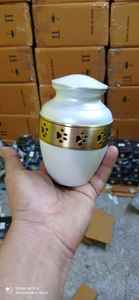 BRASS WHITE WITH GOLDEN PET PAW ENGRAVED CREMATION URN <b>FUNERAL</b> <b>SUPPLIES</b> Brassworld India - Product Image 6