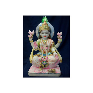 Estatua de mármol blanco pintada, estatua de Laxmi Maa - Product Image 1