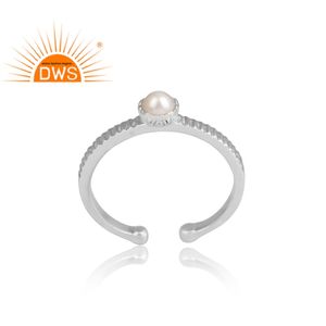 Bague en argent Sterling 925 — bague en pierre précieuse naturelle et perles blanches, design, fabrication artisanale, élégante, vente en gros - Product Image 2