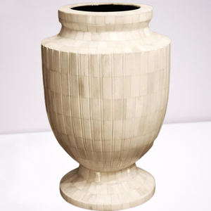 กระถางดอกไม้ฝังกระดูกรูปทรงกลมสีขาวกระถางต้นไม้สำหรับตกแต่งบ้านโรงแรมร้านอาหาร - Product Image 1