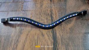 แถบคิ้วหนังขนาด6มม. สำหรับแข่งม้าสวมใส่สบายสไตล์ตะวันตกเครื่องประดับรูปม้าสีดำสีน้ำเงิน - Product Image 2