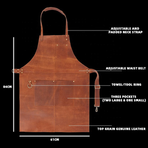 Tablier de coiffure en cuir avec logo personnalisé de haute qualité pour les restaurants de barbier Outil de taille de résistance à la chaleur fait à la main pour le barbecue des hommes - Product Image 3