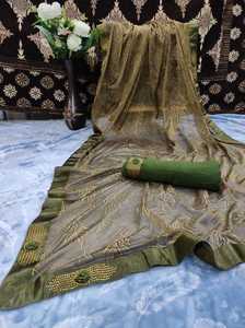 ชุดปาร์ตี้ผ้าไหมส่าหรีสำหรับผู้หญิงชุดส่าหรีผ้าซาตินผ้านุ่มพิมพ์ลายดิจิตอลผ้าส่าหรี - Product Image 2