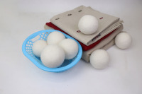 Boules de feutre en laine mérinos faites à la main, écologiques, marque SAMYAK, absorbantes et faciles à utiliser pour le nettoyage du linge en machine, blanc uni