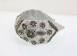 Luxurious Traditional Turban Style Hairband for <b>Girls</b> With Hand Embellished Zari and Katdana Embroidery Work One Size Fits - Product Image 5