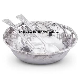 Silver Color Big Leaf Shape Design <b>Decorative</b> Bowl Aluminum Metal <b>Kitchen</b> Ware Dining Table <b>Accessories</b> Bowl - Product Image 2