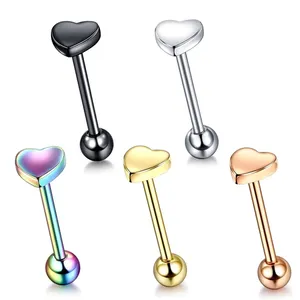 Offre Spéciale produits 2022 316 en acier inoxydable coeur meilleur langue anneaux piercing bijoux amour coeur langue cock ring