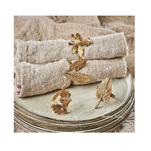 Porte-serviettes en laiton à motif feuille, qualité supérieure, taille et forme personnalisées, pour mariage et fêtes. - Product Image 2