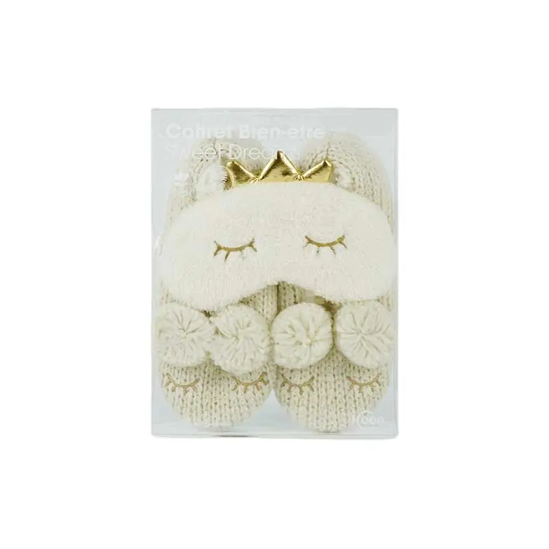 Grote Pompom Zacht Licht Gewicht Acryl Vrouwen Leuke Huis Slippers Met Pluche Pluizige Oogmasker