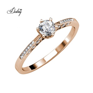 Anello di fidanzamento alla moda dasini impreziosito da cristalli <span class=keywords><strong>Swarovski</strong></span> gioielli in <span class=keywords><strong>argento</strong></span> 925 placcato oro 18K per donna - Product Image 4