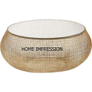 Modern Design Fancy Large Centerpiece Coffee <b>Table</b> Gold Plated Wire Iron Frame & White Marble Top Coffee <b>Table</b> - Product Image 2