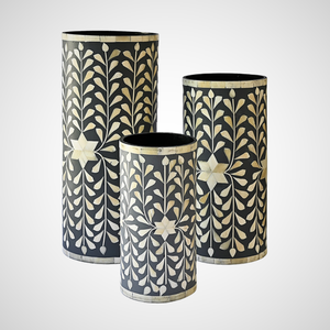 Bone Inlay Flower <b>Vase</b> for Dry Flower in <b>Cylinder</b> Shape and Floral Bone Inlay Design for Dining Table Living Room Home Tradnary - Product Image 1