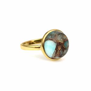 2025 Amazonite cuivre pierres précieuses bague 12mm éternité Vermeil personnalisé 925 bijoux en argent Sterling femmes lunette bague femmes cadeau bijoux - Product Image 1