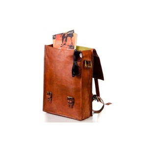 New Style Vintage Look Brown Crunch Leather <b>Backpack</b> Travel <b>Backpack</b> Office Leather <b>Large</b> <b>Capacity</b> Travel Bag For Men And Women - Product Image 5