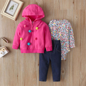 Nouveaux ensembles de vêtements roses en coton doux pour filles, à manches longues, imprimés, style ouvert, pour enfants, vente chaude, orientés export, par MOMO OEM - Product Image 1