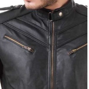 Veste en cuir élégante de haute qualité pour hommes avec appliques, nouveaux vêtements d'hiver à la mode - Product Image 2