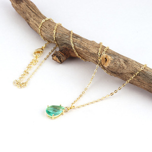 Collar de aleación chapado en oro con forma de pera y cuarzo, cadena colgante ajustable con ajuste de clavija, 2021 - Product Image 5