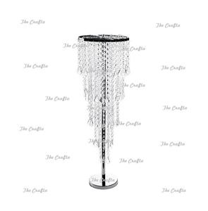 Pièce maîtresse en métal et en cristal de couleur argentée Pièce maîtresse de taille et de forme personnalisées pour la décoration de la maison et de l'hôtel - Product Image 3