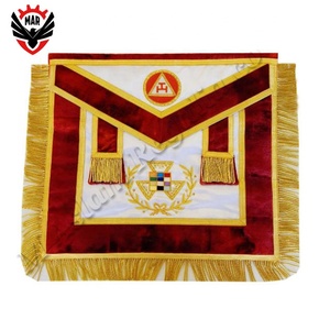 Hand Embroidery Master Mason Provincial Past Master Velvet Border Apron and <b>Collar</b> and Jewel - Product Image 3