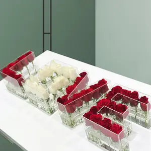 Caja de acrílico transparente para eventos de boda, cajas con letras de amor, caja de flores de lucite, fabricación china