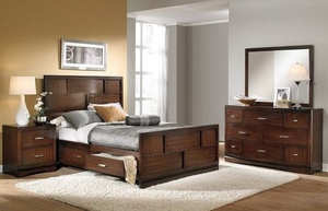 Cama con dosel de plataforma moderna, 100% de exportación, hecha a medida, de madera maciza de caoba, ecológica, de Indonesia - Product Image 2