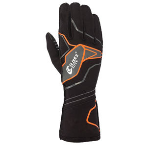 Gants de course de karting de dernière génération, design noir et orange, matériau Nomax, logo personnalisé, unisexe, sport, pour Sialkot, Pakistan - Product Image 1