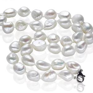 บาร็อคน้ำจืด9-10มม. สร้อยคอไข่มุกสีขาวลูกปัดหลุมธรรมชาติที่กำหนดเองสำหรับการทำเครื่องประดับ - Product Image 2