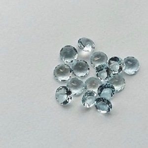 Super fino custo de fábrica natural 6mm <span class=keywords><strong>aquamarine</strong></span> facetado redondo corte solto pedra preciosa ao atacado preço