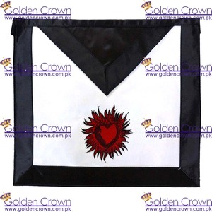 AASR Tablier en cuir de rite écossais maçonnique de 11e degré brodé avec badge à coudre - Product Image 5