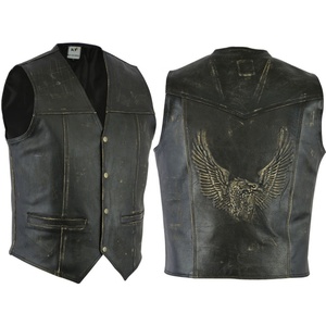 Gilet de moto en cuir véritable style anglais, col roulé, imperméable, grande taille, réversible, respirant, best-seller - Product Image 1