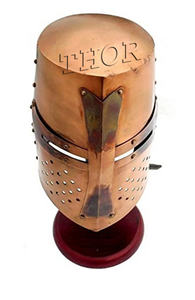 Casque de Templar avec support en bois, accessoire de casque en acier et laiton Premium, jeu de chasse - Product Image 4