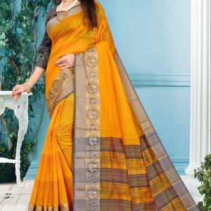 Dernier arrivage Vêtement Imprimé Numérique Travail avec Coton Soie Saree Couleur Jaune Femmes Indiennes Vêtement Ethnique Meilleur Prix Ethnique - Product Image 1