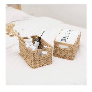 Paniers de jacinthe à eau carrés en pvc, plateau de rangement de jacinthe tissés naturels/panier de stockage en paille fait à la main du Vietnam - Product Image 4