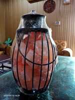 Lampe en sel de l'Himalaya Laltain, décoration écologique pour la maison, style fleur sculptée, panier, technique Feng Shui, rose, cadeau, taille personnalisée