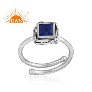 Anneaux compensés en argent Sterling 925 pour femme, pierres précieuses Lapis colorées, fabrication de bijoux, bagues empilables, nouvelle collection - Product Image 2