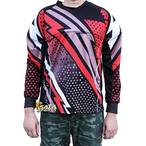 Toptan özel Paintball süblimasyon formaları yumuşak hafif Breathable100 % 100 Polyester Paintball spor erkek