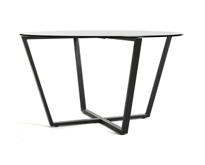 Modern <b>Round</b> <b>Dining</b> Coffee <b>Table</b> Toughened Glass Top with Black Coated Metal Frame for Home Use Wood Material - Product Image 4