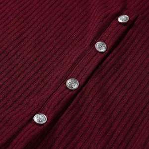 Elegant Women's Solid Color Bell Sleeve <b>Cardigan</b> Polyester Fabric Contrast Collar Lightweight Perfect for Spring/Fall & Winter - Product Image 6