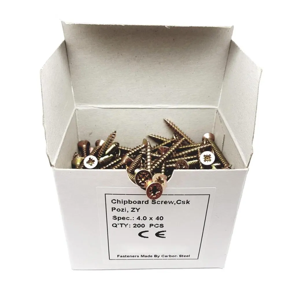 1 kg/box Custom Self Tapping Brass Zinc Pozi Copper Countersunk Head Stainless Steel Flat Head Torx Wood Screws