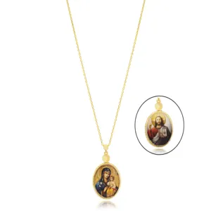 Colgante collar con chapado en epoxi de doble cara para mujer, joyería religiosa de Plata de Ley 925, venta al por mayor - Product Image 1