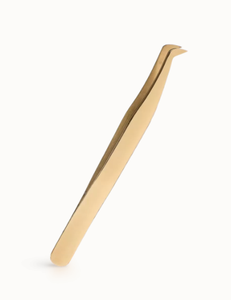 Pince à épiler professionnelle en or pour extensions de cils en acier inoxydable avec embouts incurvés et inclinés pour l'isolation du volume - Product Image 6