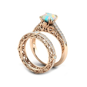 925 Sterling <b>Silver</b> Beautiful Genuine Ethiopian Opal Cushion Cut Bridal <b>Ring</b> <b>Set</b> Shop Online Now at Wholesaler From India - Product Image 2