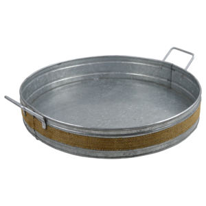 Bandeja de servicio gris de calidad de primera clase con diseño de metal de hierro Acabado galvanizado de forma completamente redondeada - Product Image 4