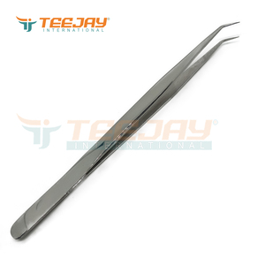 Pince à épiler pour Volume et Isolation des cils, en argent poli, outil professionnel, 14cm, 45 degrés - Product Image 6