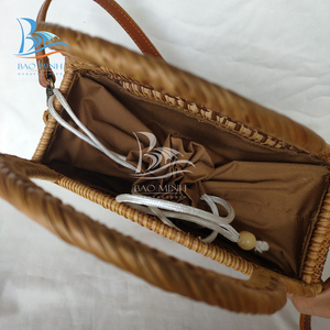 Sac fourre-tout décontracté en rotin vintage pour femmes, nouveau design, poignée unique, doublure en coton, fermeture ouverte portable - Product Image 4