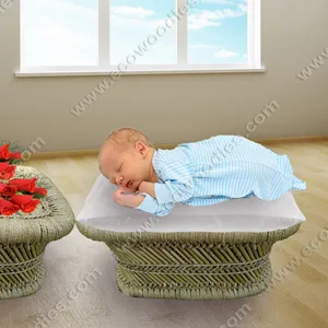 2024 Vintage Neugeborene Babybett hölzerne Fotografie-Requisiten Bett Fotoverpackung Schüssel Kiste Schießen Holzkorb