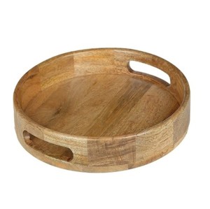 Venta al por mayor de calidad superior bandeja de madera para servir con mango recortado decoración del hogar bandeja de madera para servir con asa - Product Image 6